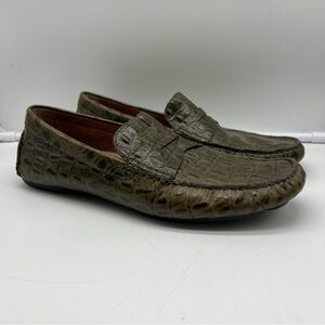 DONALD J PLINER Vinco 3 Crocodile Loafers Men’s Sz 9M Green